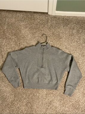 Reformation Gray Half-Zip Sweatshirt
